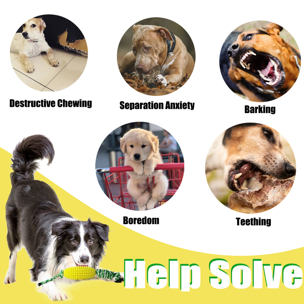 Dog Chew Toys for Aggressive Chewers, Likaty Indestructible Rope Dog Toy Puppy Chew Teething Toys for Large Medium Small Dogs - Yellow